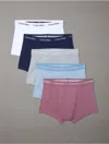 Calvin Klein Men's Cotton Classics 5-pack Trunk In White/shoreline/grey Heather/arona/capri Rose