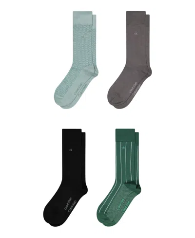 Calvin Klein Men's Cotton Dress Crew Socks, 4-pack In Multi
