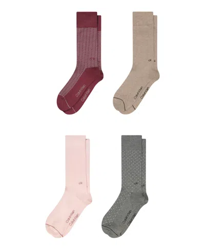 Calvin Klein Men's Cotton Dress Crew Socks, 4-pack In Multi