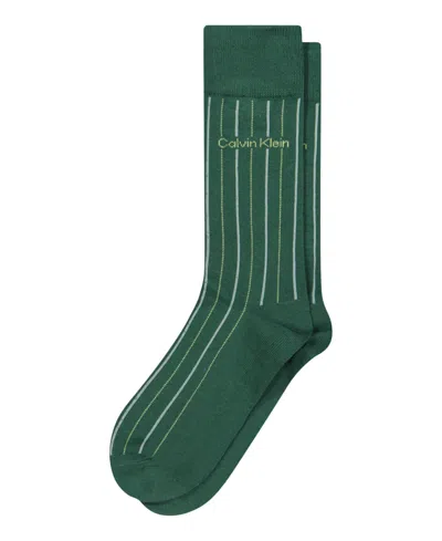 Calvin Klein Men's Cotton Dress Crew Socks In Green
