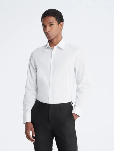 CALVIN KLEIN MEN'S COTTON HERRINGBONE SLIM FIT DRESS SHIRT