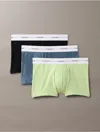 Calvin Klein Men's Cotton Modal Stretch 3-pack Trunk In Shoreline / Highline Green / Grisaille