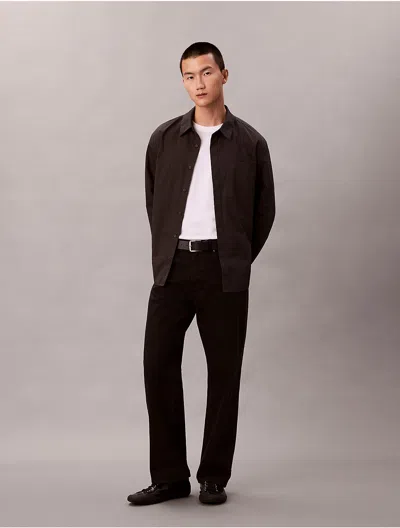 Calvin Klein Men's Cotton Nylon Relaxed Button-down Shirt In Black