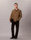 Calvin Klein Men's Cotton Nylon Relaxed Button-down Shirt In Brown