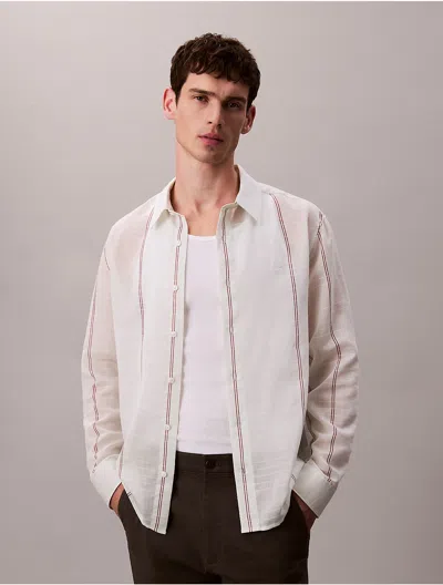 Calvin Klein Men's Cotton Nylon Relaxed Shirt In White