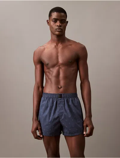 Calvin Klein Men's Cotton Poplin Boxer In Blue