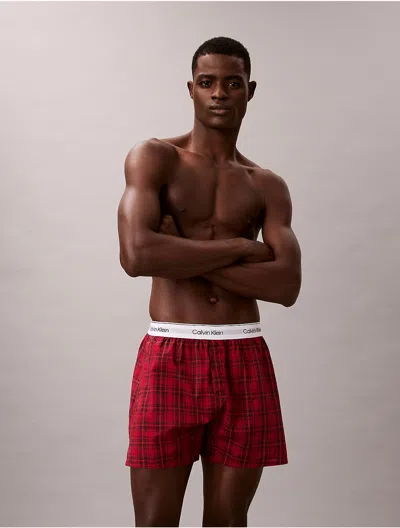 Calvin Klein Men's Cotton Poplin Boxer In Red