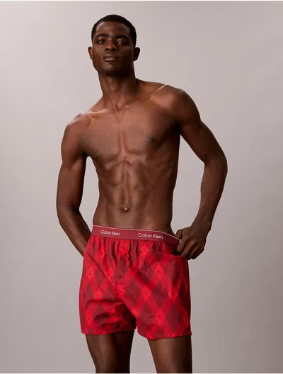 Calvin Klein Men's Cotton Poplin Boxer In Red