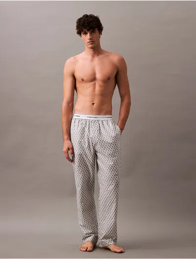 Calvin Klein Men's Cotton Poplin Sleep Pants In Plush Monogram Ash