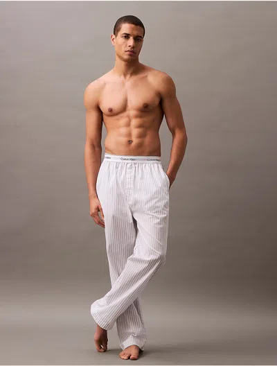 Calvin Klein Men's Cotton Poplin Sleep Pants In Steady Stripe Grisaille