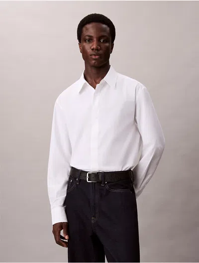 Calvin Klein Men's Cotton Silk Relaxed Shirt In White