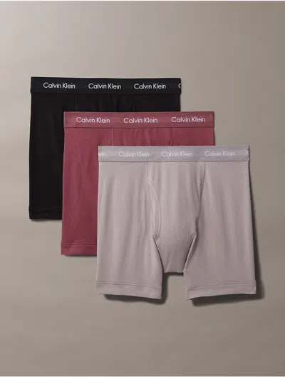 Calvin Klein Men's Cotton Stretch 3-pack Boxer Brief In Black / Zinc / Deep Mauve