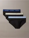 Calvin Klein Men's Cotton Stretch 3-pack Hip Brief In Black W/ New Navy / Vintage Khaki / Troposphere