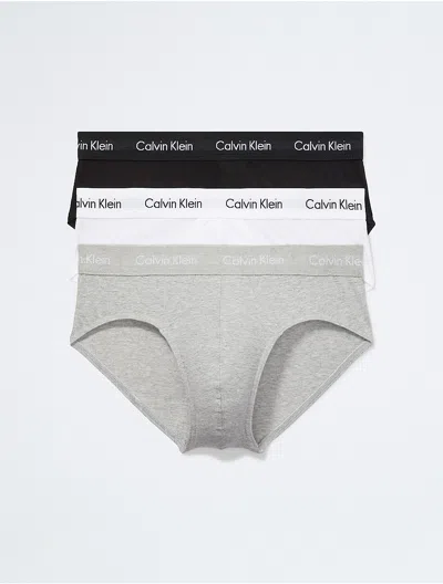 Calvin Klein Men's Cotton Stretch 3-pack Hip Brief In Black / White / Grey