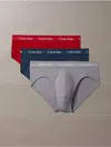 Calvin Klein Men's Cotton Stretch 3-pack Hip Brief In Convoy / Juneberry / Navy Stone