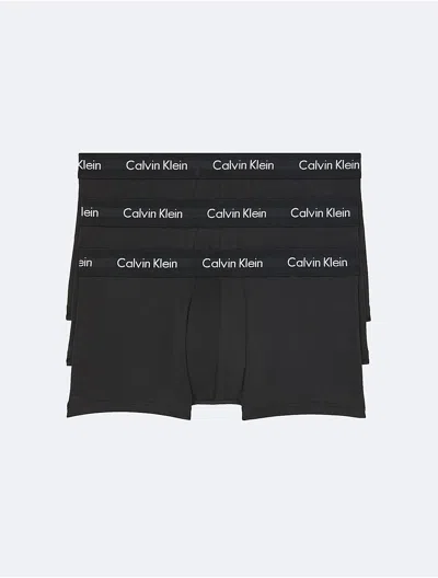 Calvin Klein Men's Cotton Stretch 3-pack Low Rise Trunk In Black