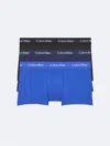 Calvin Klein Men's Cotton Stretch 3-pack Low Rise Trunk In Black / Blue Shadow / Cobalt Water