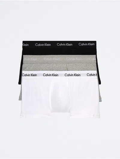 Calvin Klein Men's Cotton Stretch 3-pack Low Rise Trunk In Black / Grey / White
