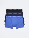 Calvin Klein Men's 3-pack Cotton Stretch Low-rise Trunk Underwear In Black / Blue Shadow / Cobalt Water
