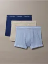 Calvin Klein Men's Cotton Stretch 3 Pack Trunk In Black / New Navy / Vintage Khaki / Troposphere