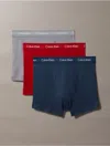 Calvin Klein Men's Cotton Stretch 3 Pack Trunk In Convoy / Juneberry / Navy Stone