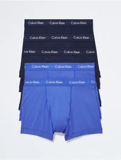 Calvin Klein Men's Cotton Stretch 5-pack Trunk In Blue Shadow / Cobalt