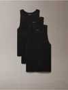 Calvin Klein Men's Cotton Stretch Blend 3-pack Sleep Tank Top In Black