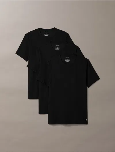 Calvin Klein Men's Cotton Stretch Blend 3-pack Slim Fit Crewneck T-shirt In Black
