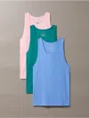 Calvin Klein Men's Cotton Stretch Blend 3-pack Slim Fit Tank Top In Multi