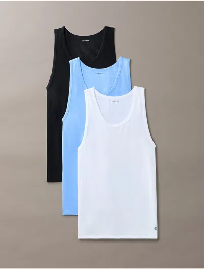 Calvin Klein Men's Cotton Stretch Blend 3-pack Tank Top In Multi