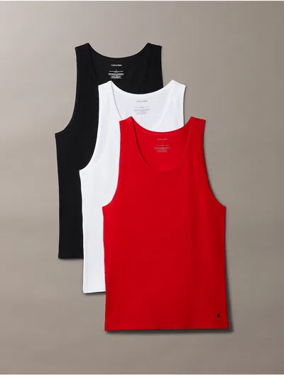 Calvin Klein Men's Cotton Stretch Blend 3-pack Tank Top In Multi
