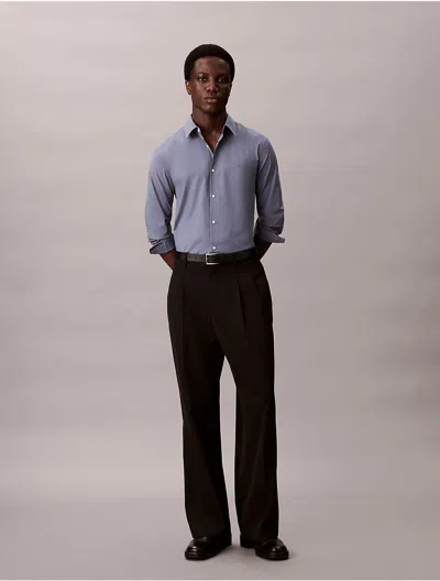 Calvin Klein Men's Cotton Stretch Poplin Slim Button-down Shirt In Blue