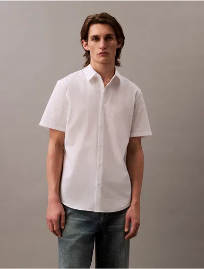 Calvin Klein Men's Cotton Stretch Slim Button-down Shirt In Brilliant White