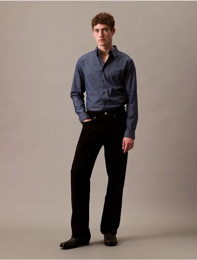 Calvin Klein Men's Cotton Stretch Slim Chambray Button-down Shirt In Dark Sapphire