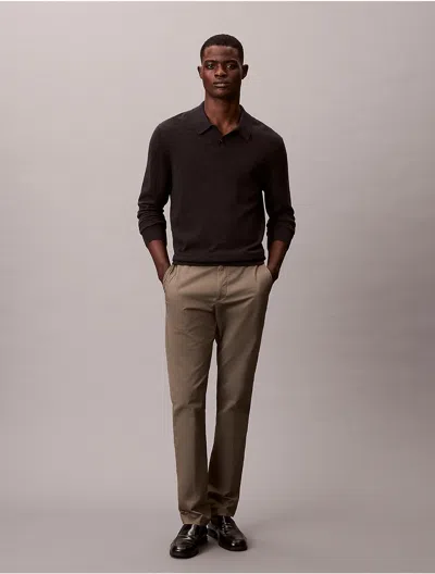 Calvin Klein Men's Cotton Stretch Slim Trousers In Brown