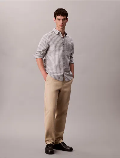 Calvin Klein Men's Cotton Stretch Slim Trousers In Brown