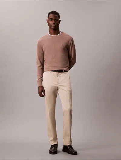 Calvin Klein Men's Cotton Stretch Slim Trousers In Nude