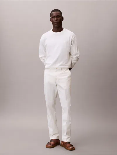 Calvin Klein Men's Cotton Stretch Slim Trousers In White
