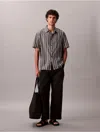 Calvin Klein Men's Cotton Stripe Relaxed Button-down Shirt In Gray