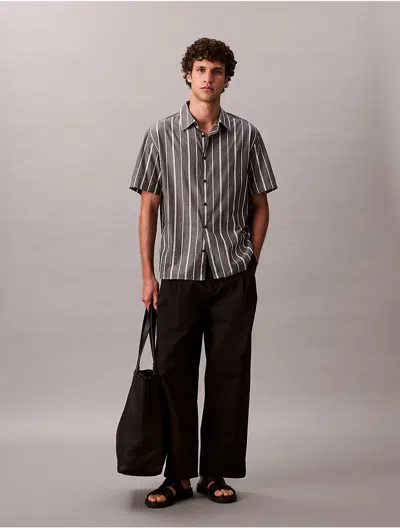 Calvin Klein Men's Cotton Stripe Relaxed Button-down Shirt In Gray