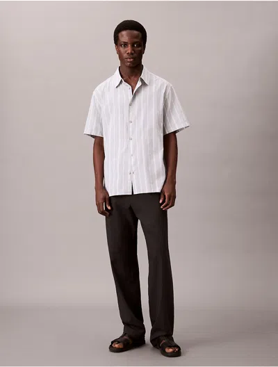 Calvin Klein Men's Cotton Stripe Relaxed Button-down Shirt In Gray