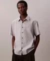 Calvin Klein Men's Cotton Striped Textured Short-sleeve Shirt In Gray