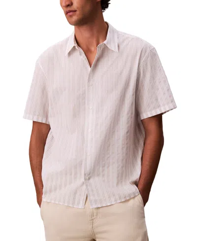 Calvin Klein Men's Cotton Striped Textured Short-sleeve Shirt