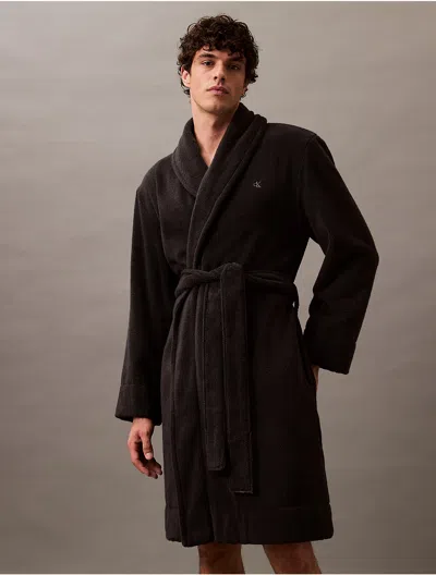 Calvin Klein Men's Cotton Terry Robe In Black