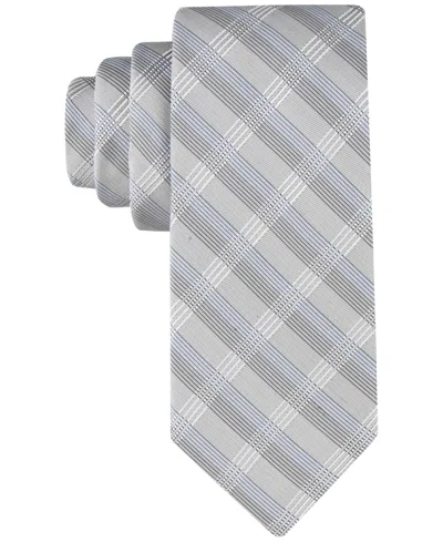 Calvin Klein Men's Creme Plaid Tie In Charcoal