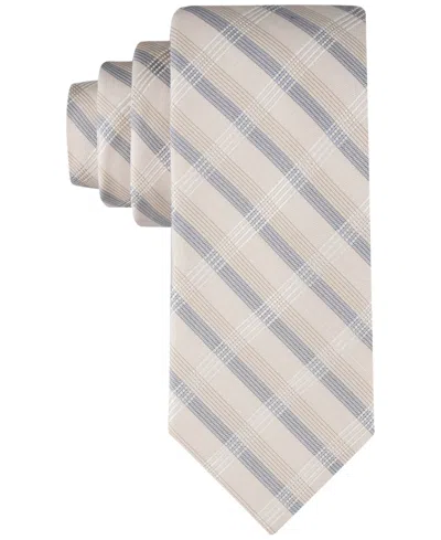 Calvin Klein Men's Creme Plaid Tie In Taupe