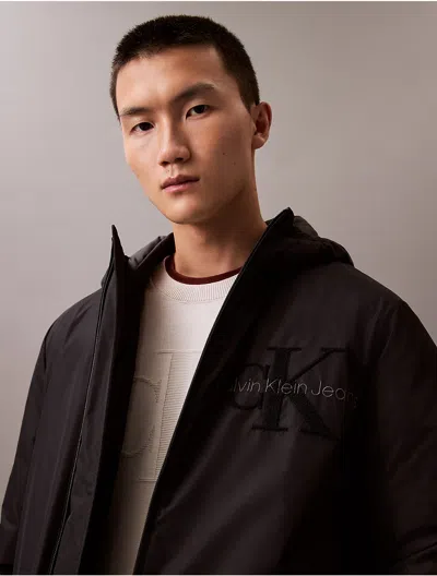 Calvin Klein Men's Crinkle Nylon Puffer Jacket In Black Beauty