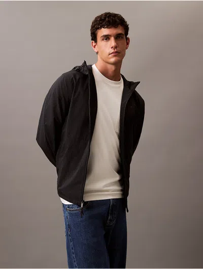 Calvin Klein Men's Crinkle Nylon Windbreaker In Black