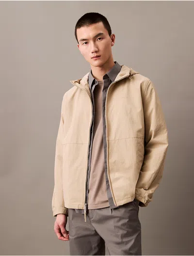 Calvin Klein Men's Crinkle Nylon Windbreaker In Brown