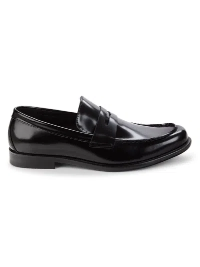 Calvin Klein Men's Crispo Penny Loafers In Black Leather